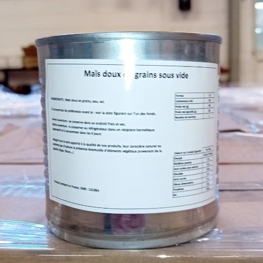 Maïs Doux en Grain Sous Vide France Déstockage - Boite 1/2 PN 300g PNE 285g - DDM minimum 01/07/29